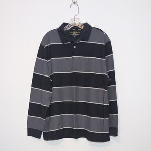 Club Room Gray Stripe Long Sleeve Polo Shirt